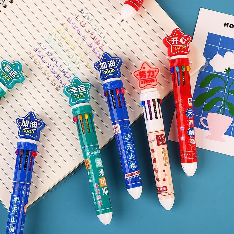 Ballpoint pen, cartoon hairpins, multicoloured coloured pencils for students, for secondary school, Birthday gift 2