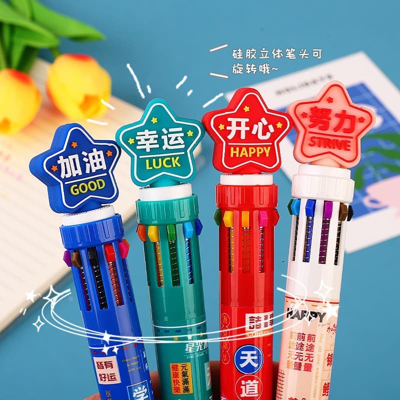 Ballpoint pen, cartoon hairpins, multicoloured coloured pencils for students, for secondary school, Birthday gift 3