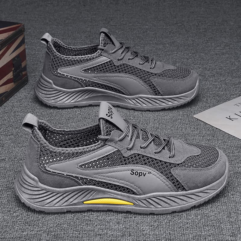 Men's winter breathable mesh thin hollow mesh shoes running leisure sports men's work and labor insurance trendy shoes 2