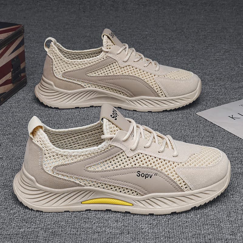 Men's winter breathable mesh thin hollow mesh shoes running leisure sports men's work and labor insurance trendy shoes