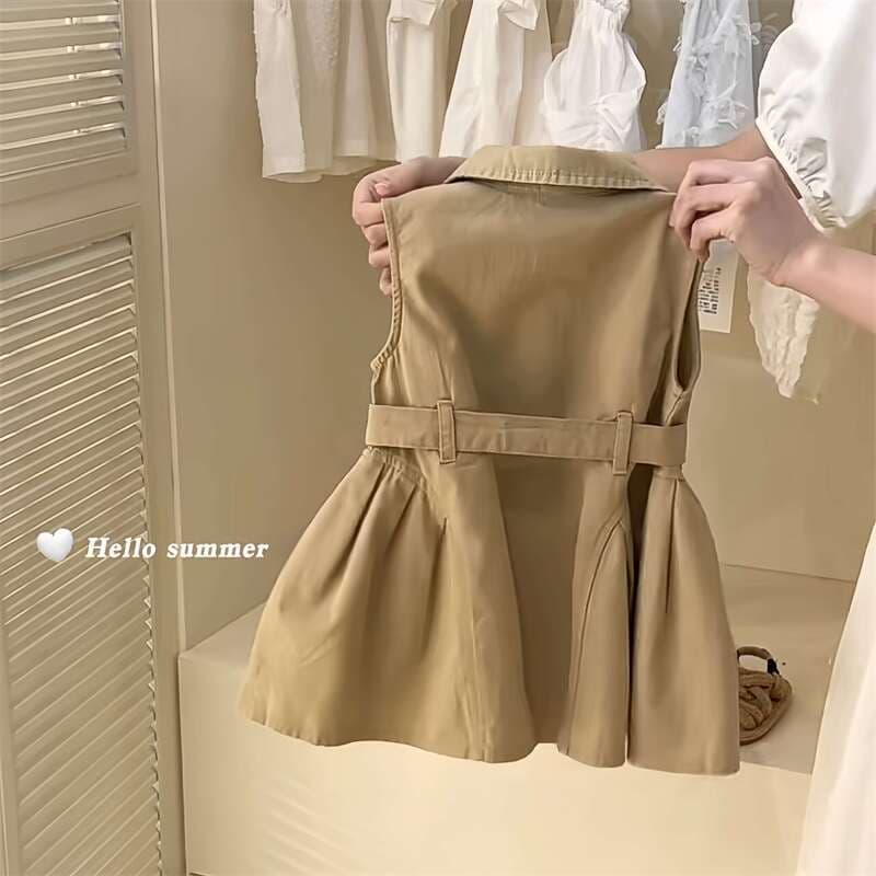 Summer dress with sleeves sleevless, design girl's skirt, sleevless dress, children's clothing, trend of season 4