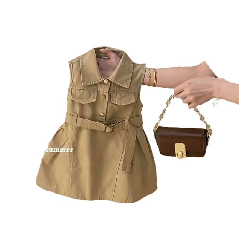Summer dress with sleeves sleevless, design girl's skirt, sleevless dress, children's clothing, trend of season 5