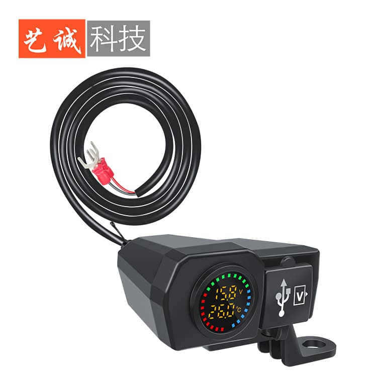 The new motorcycle electric vehicle modification dual USB QCPD fast charge color screen voltage thermometer displays the rear switch 4