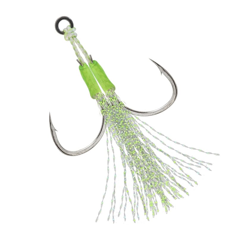 Luya fishhook slow-shaking iron plate double hook sea fishing boat fishing hand-tied line luminous Yihook Shini steel wire upside down fishing 5