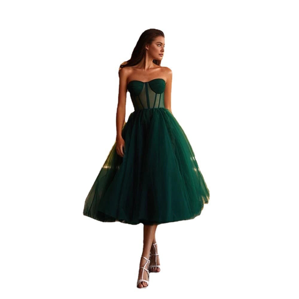 (Cross-border trading), elegant lace evening dress, multicoloured long skirt, bra top, Amazon, graduation party, mid-length 3