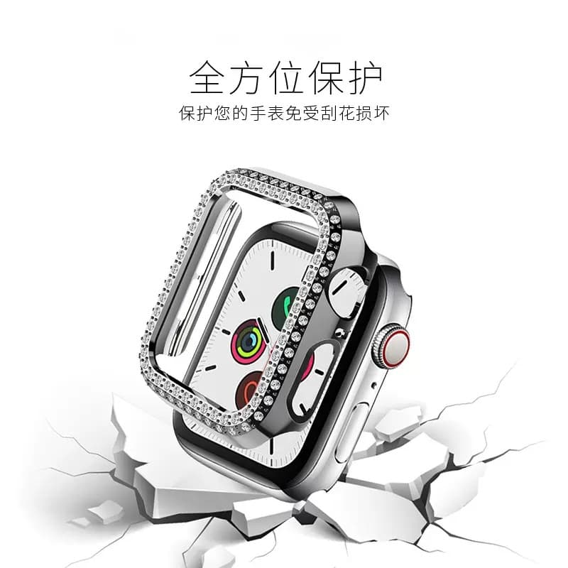 Suitable for Apple iwatchs10 watch case with diamond hollow s8 double row diamond watch case watches9 watch protective case 3