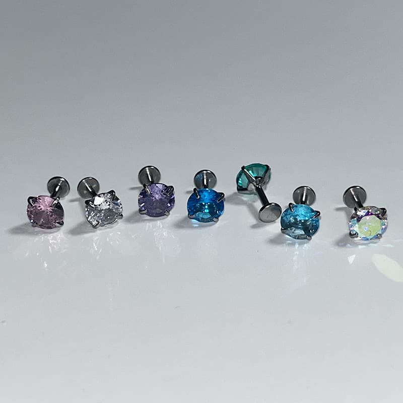 Super shiny drilling vermiculite nail titanium steel flat bottom 1.2 internal threading ear bone nails simple niche -free earrius female 5