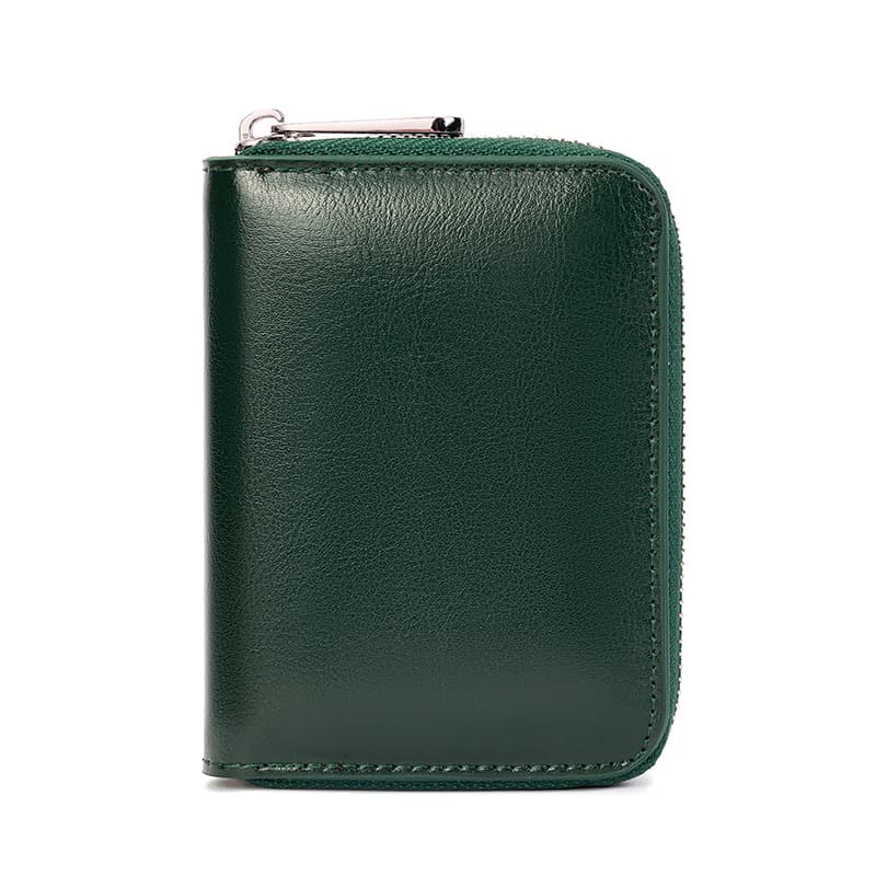 Japanese short women's leather wallet with zipper, coins, organizer bag, genuine leather 1