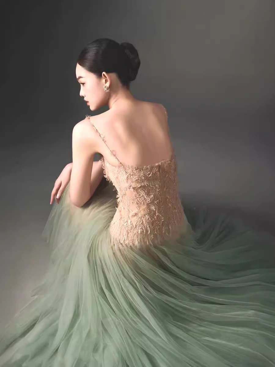 Lace mint elegant small design evening dress, lifting effect 5