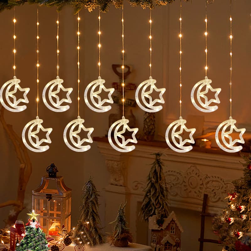 India Diwali LED Leather Thread Curtain Light Festival Decoration Atmosphere Moon Castle Light LED Decorative Light 3