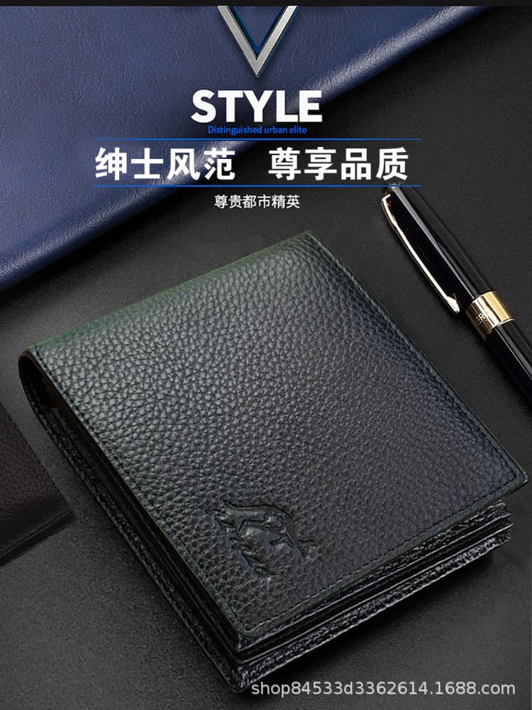 Kangaroo, leather men's wallet, short chain with zipper, card holder for driver's license, genuine leather 4