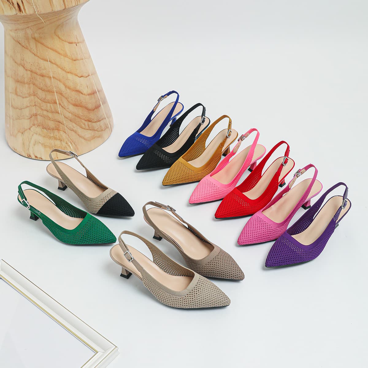 Women's Sandals (Heel Height 6CM) Summer Flyweave Fashionable Pointed Toe Back Strap High Heels Comfortable Pointed Toe Stiletto Heels