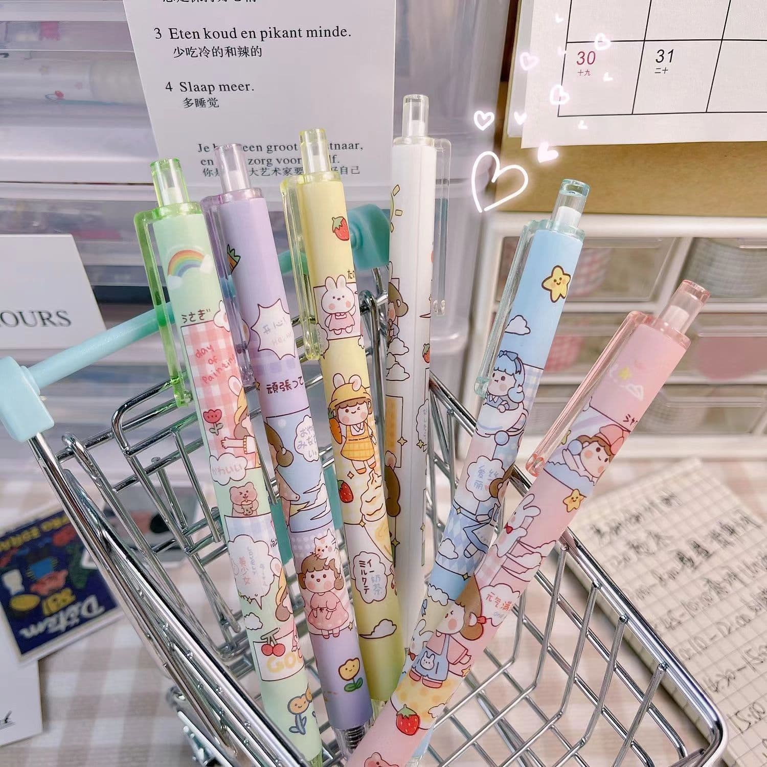 Cartoon rollerball pen for students, high quality cute black bullet 4