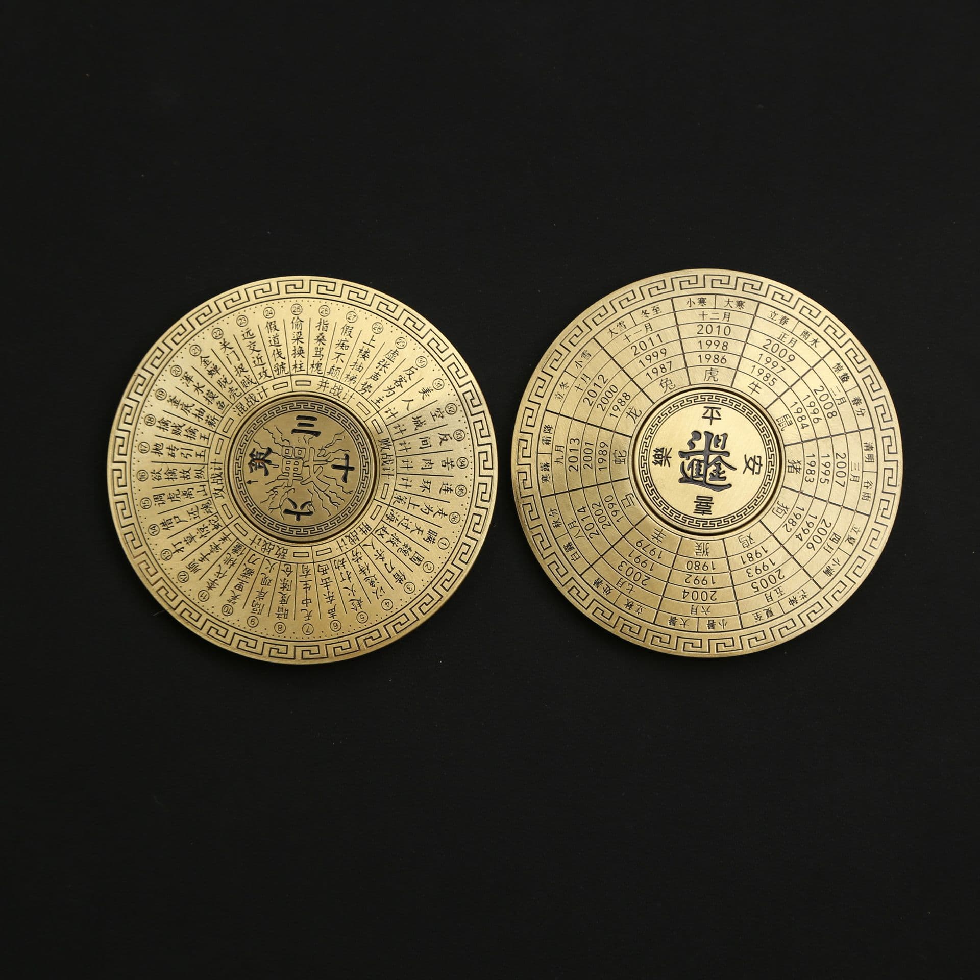 Brass Thirty-Six Compass Religious Products Crafts Living Room Desktop House Swivel 36 Counts Twelve Zodiac Signs 3