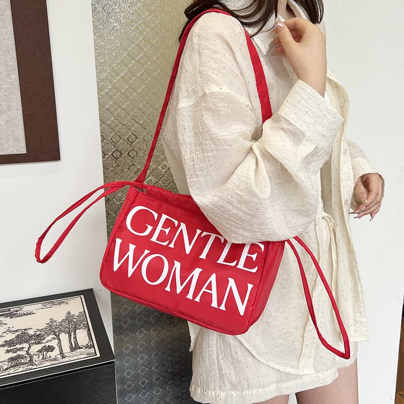 Nylon Drawstring Bucket Bag with Single Shoulder Strap 1