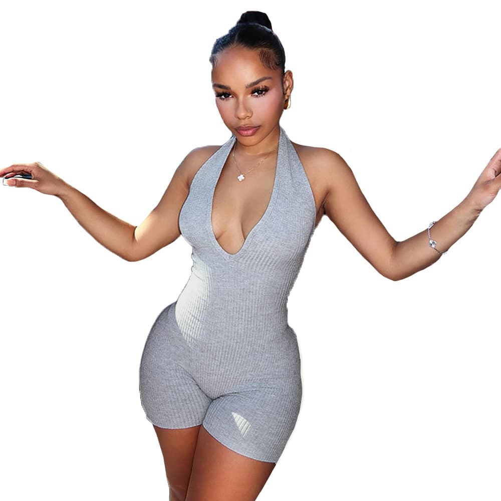 Summer solid color fitted sexy fashionable bodysuit sleevless, overall, backless 5