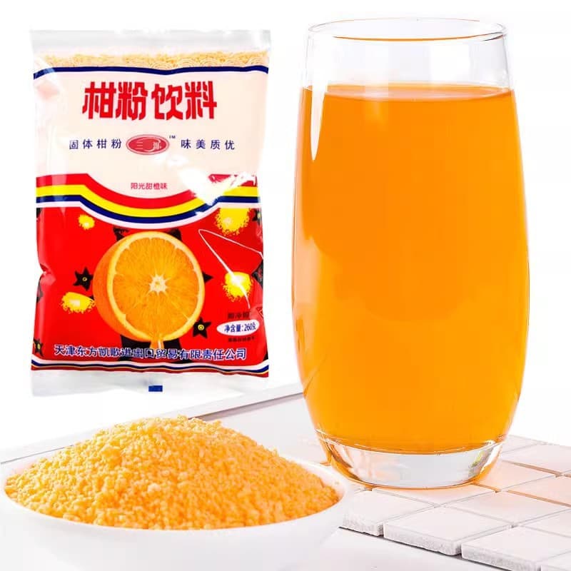 Orange powder rinse thick orange powder. Orange nostalgic in the 1980s snack solid beverage fruit juice sweet orange flavor flavor 4