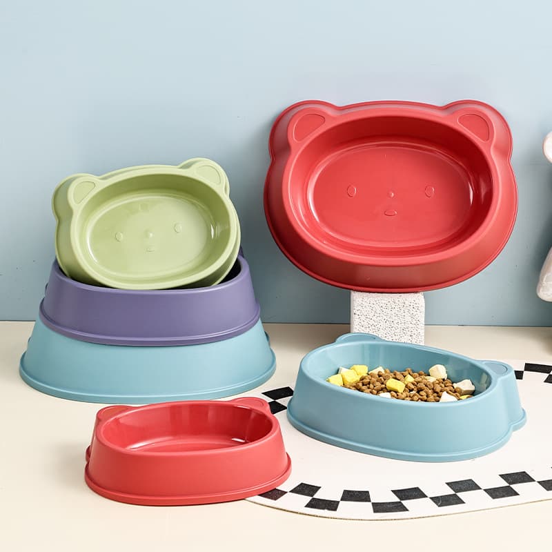 Cat bowl plastic pet dog bowl dog food bowl cat food bowl dog food dog cat single bowl kitten anti -flip catwater bowl cat food 3