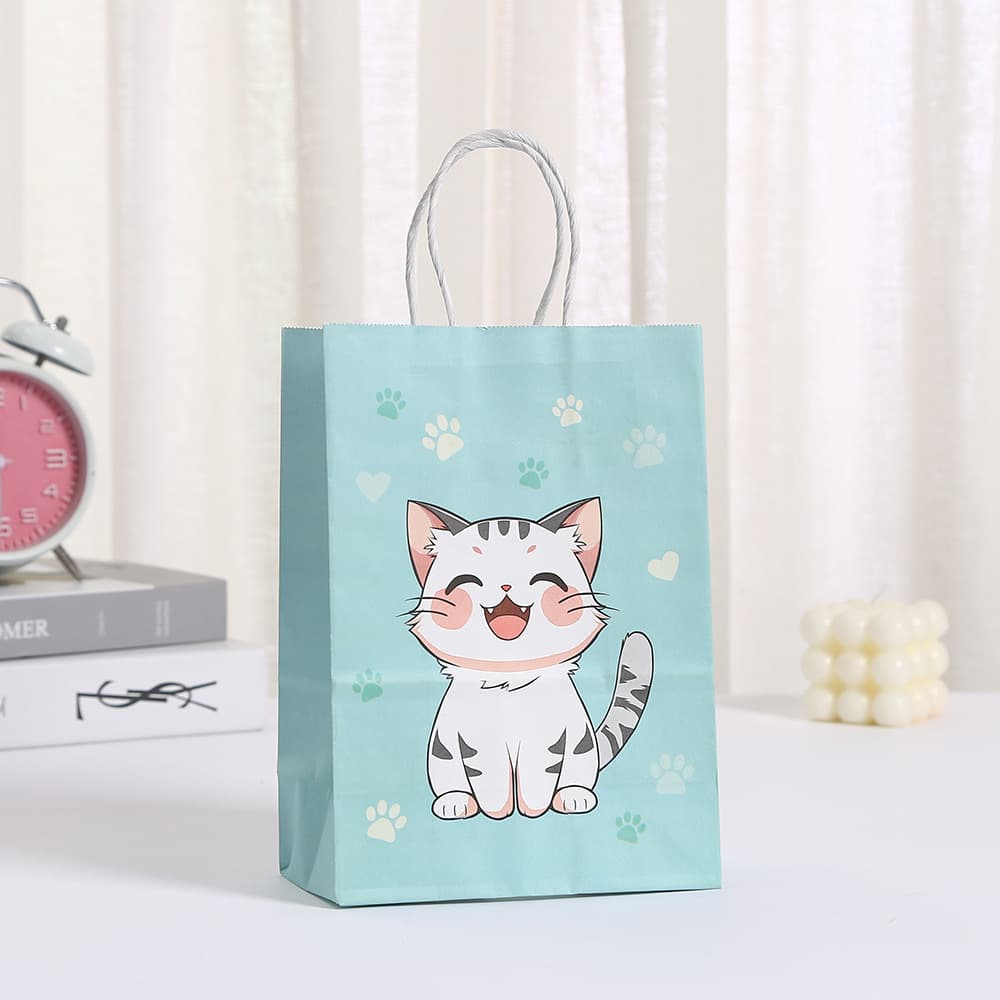 New cartoon cute cat party cowhide paper gift bag small animal cat and cat pattern series gift bag spot 4