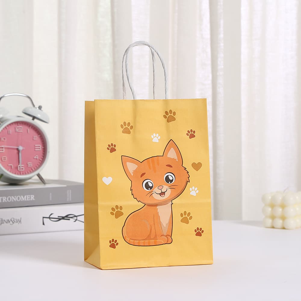 New cartoon cute cat party cowhide paper gift bag small animal cat and cat pattern series gift bag spot 7