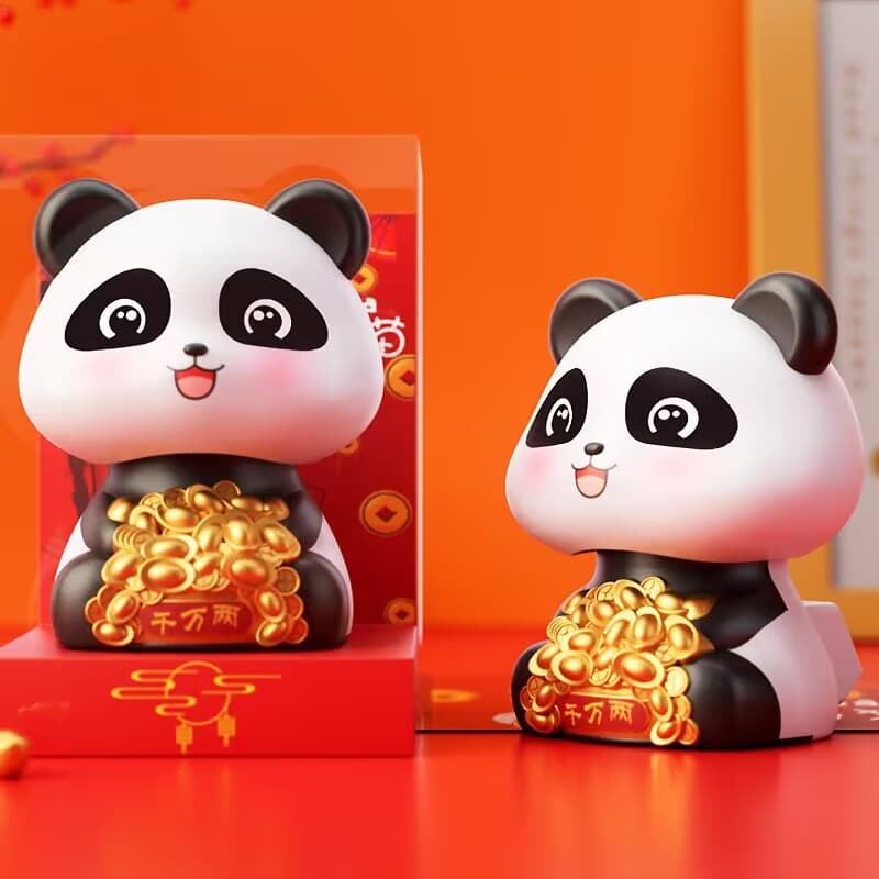Cute and cute new solar panda car interior home slow swing piece internet celebrity national treasure national trend boutique gift 3