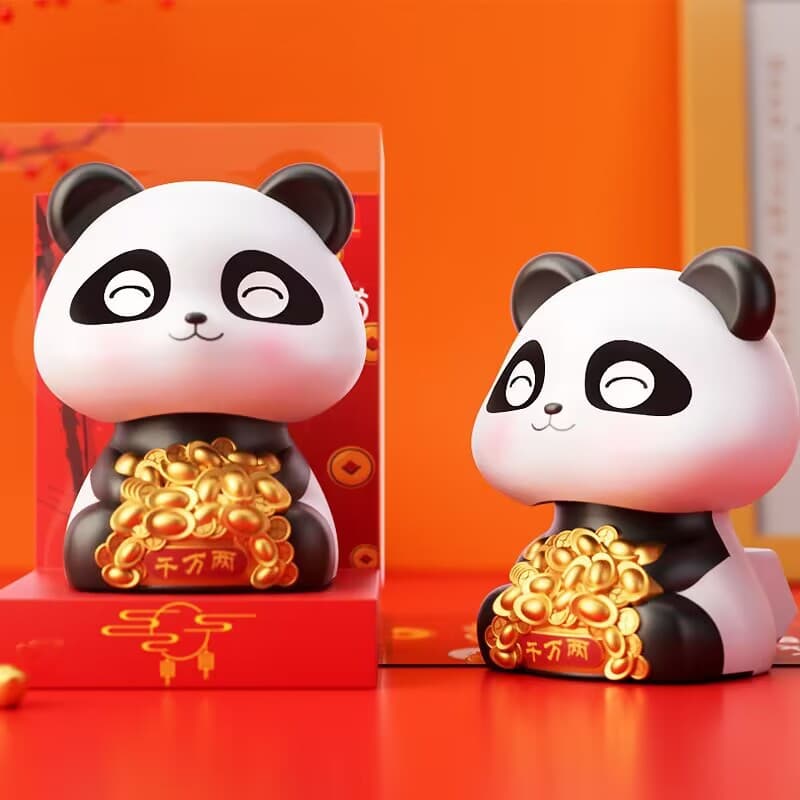 Cute and cute new solar panda car interior home slow swing piece internet celebrity national treasure national trend boutique gift 4
