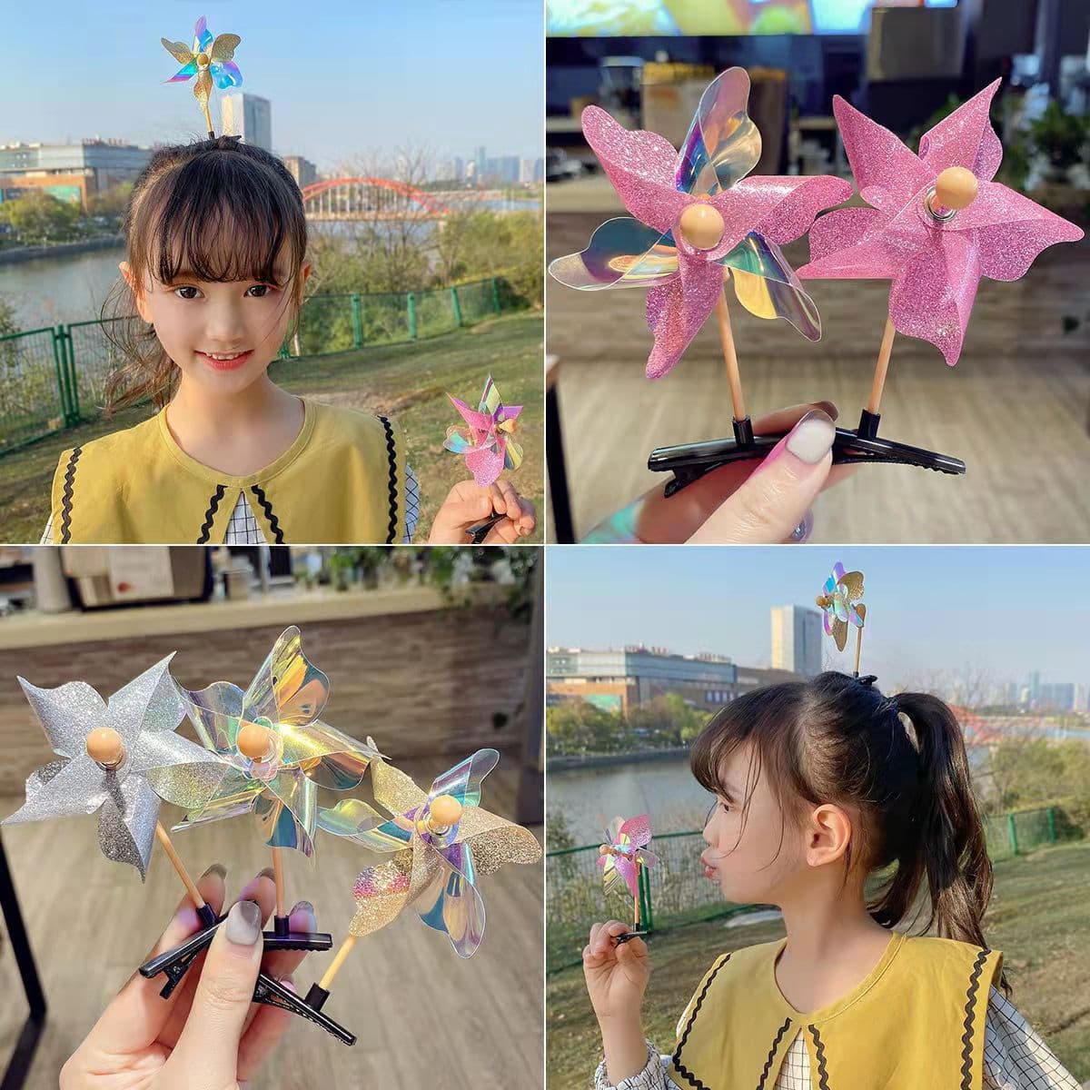 Creative rotating windmill toy, children's cute hairgrip, hair accessory, Birthday gift 1