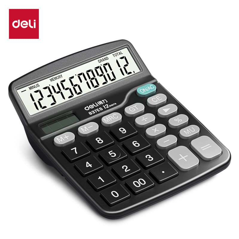 Deli 837 calculator color computer financial accounting 12-bit solar office 5