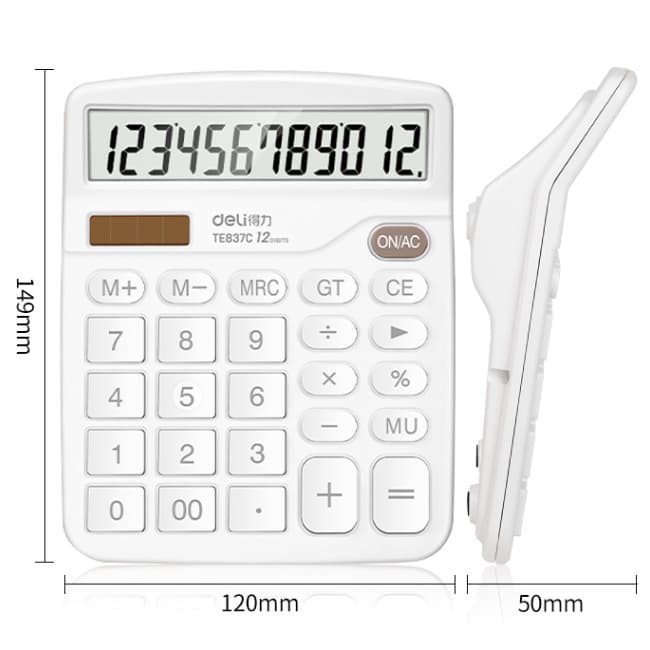 Deli 837 calculator color computer financial accounting 12-bit solar office 9