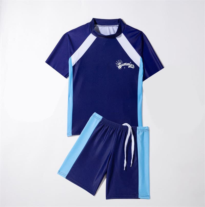 Split children's swimwear for students for boys, quick dry shorts, for teenagers, with short sleeve 2