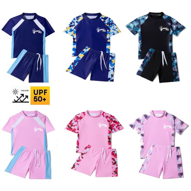 Split children's swimwear for students for boys, quick dry shorts, for teenagers, with short sleeve