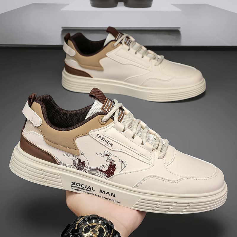 (Cross-border trading), fashionable men's breathable white sneakers for leisure, plus size 3