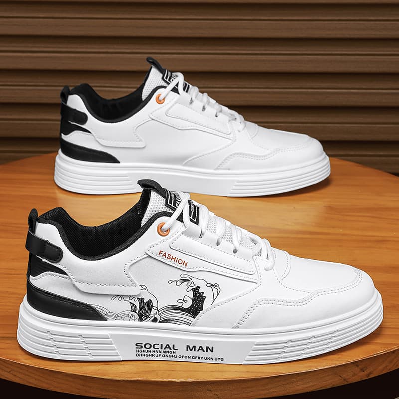 (Cross-border trading), fashionable men's breathable white sneakers for leisure, plus size 4