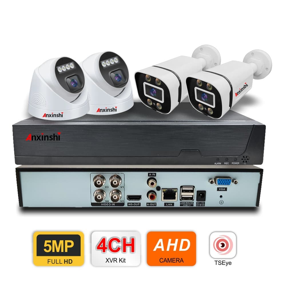 4-way AHD camera DVR kit Full color night vision home security CCTV analog camera system