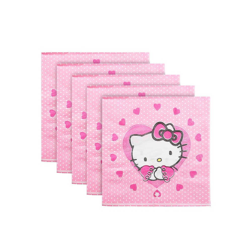New anime KT cat theme pink birthday party decoration banner gift bag disposable paper cup paper plate tissue paper 5