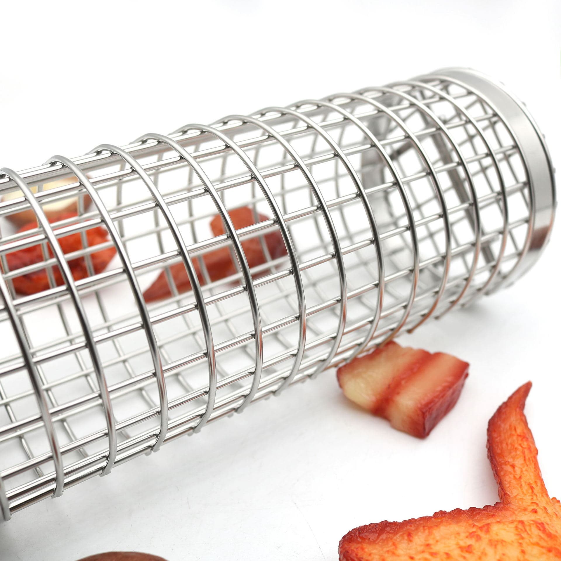 Portable 304 Stainless Steel BBQ Cage BBQ Smoker Cage BBQ Net Rotating BBQ BBQ Basket 2