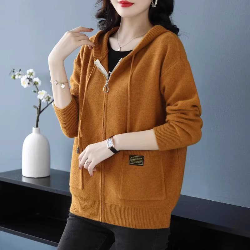Sweater with hood, jacket, cardigan with zipper, spring autumn hoody, sweatshirt, loose fit 2