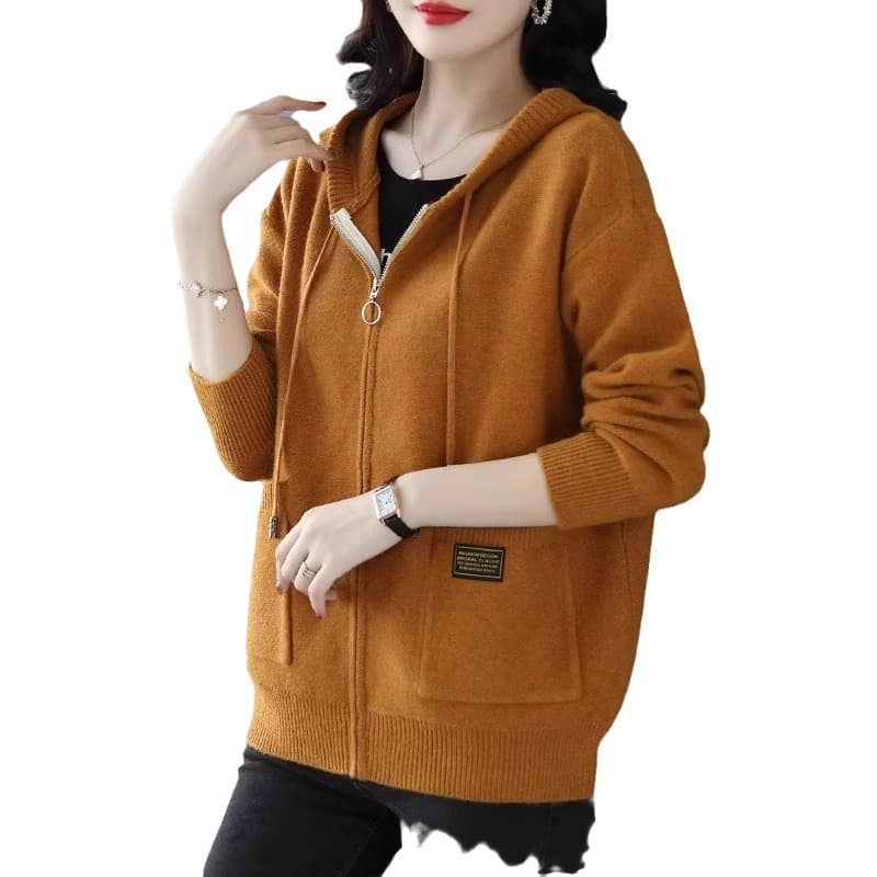 Sweater with hood, jacket, cardigan with zipper, spring autumn hoody, sweatshirt, loose fit 5