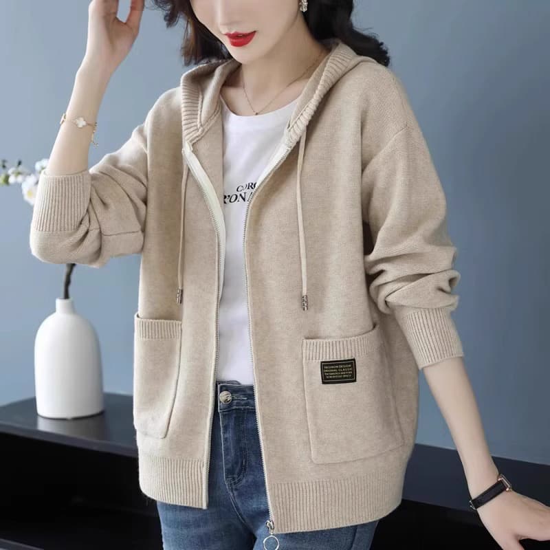 Sweater with hood, jacket, cardigan with zipper, spring autumn hoody, sweatshirt, loose fit 1