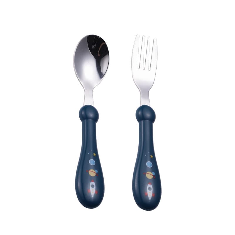 Children's handheld tableware, cute set stainless steel, print, Birthday gift 5