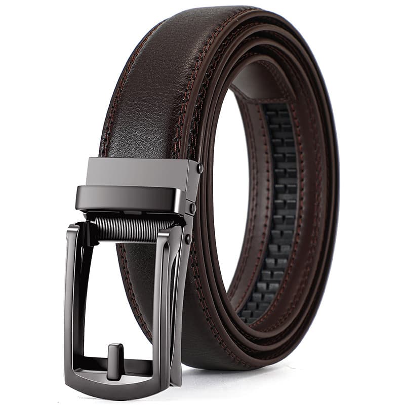 Leather fashionable high-end brown belt, genuine leather, direct factory sales 4