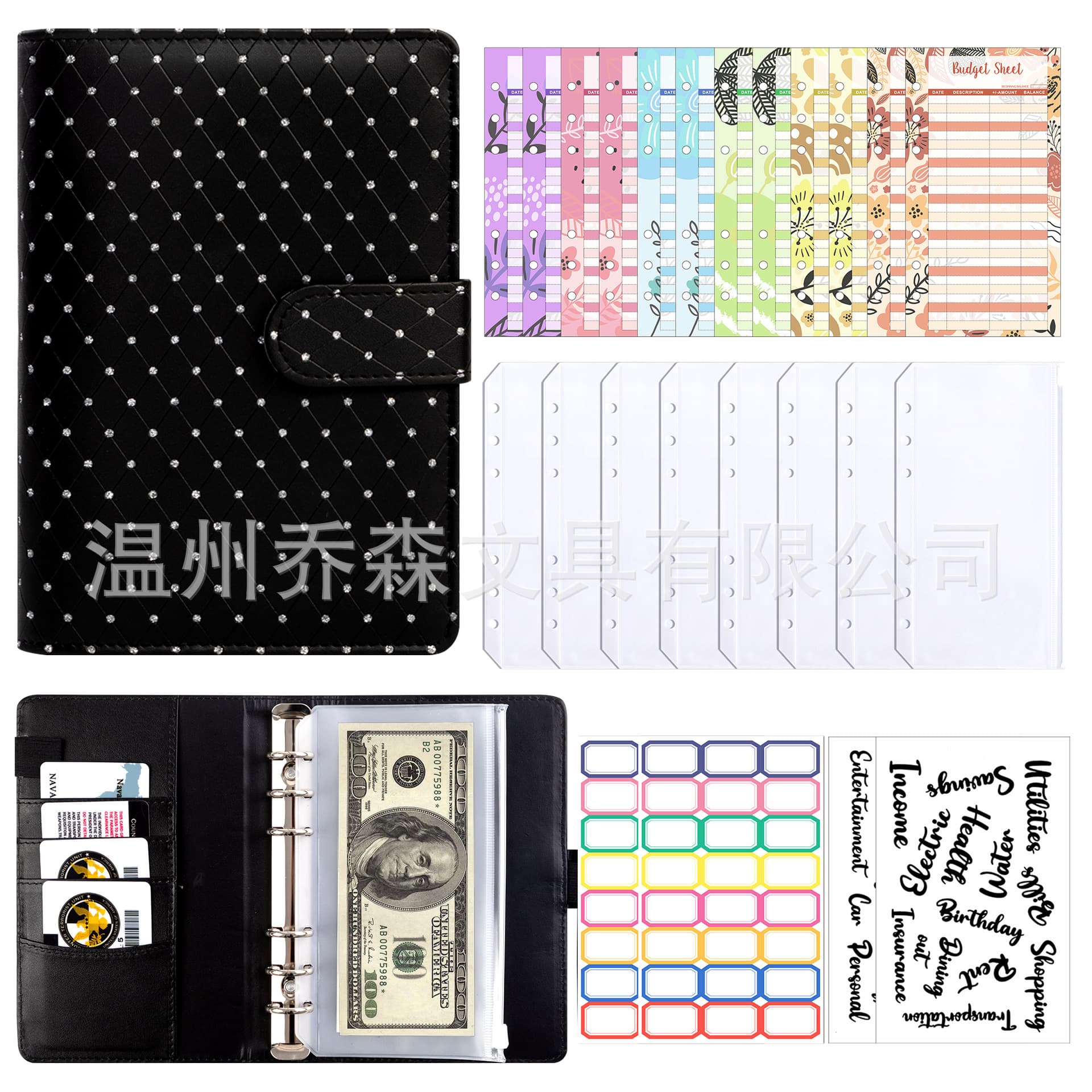 Star A6pu loose leaf notebook zipper bag saving money creative cash budget financial planner manual account book 1