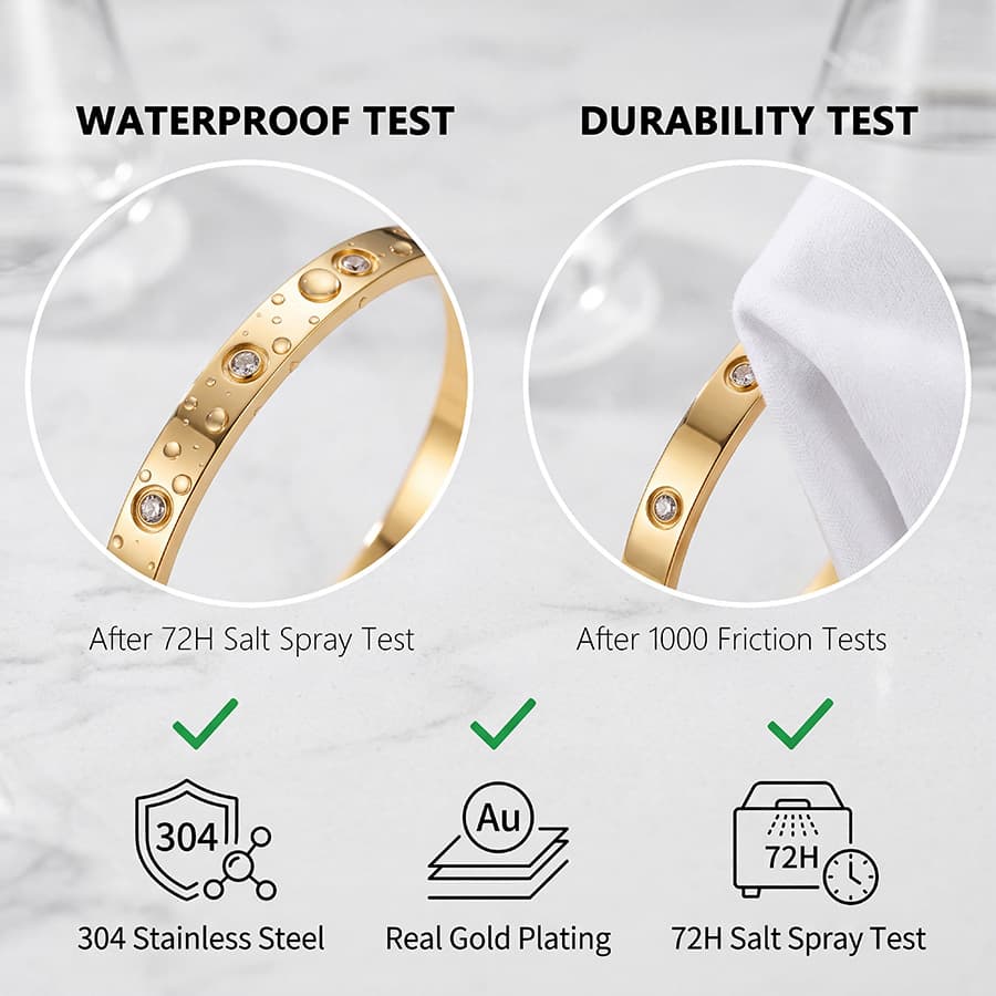 Golden bracelet stainless steel, four-leaf clover, does not fade, European style, mirror effect 4