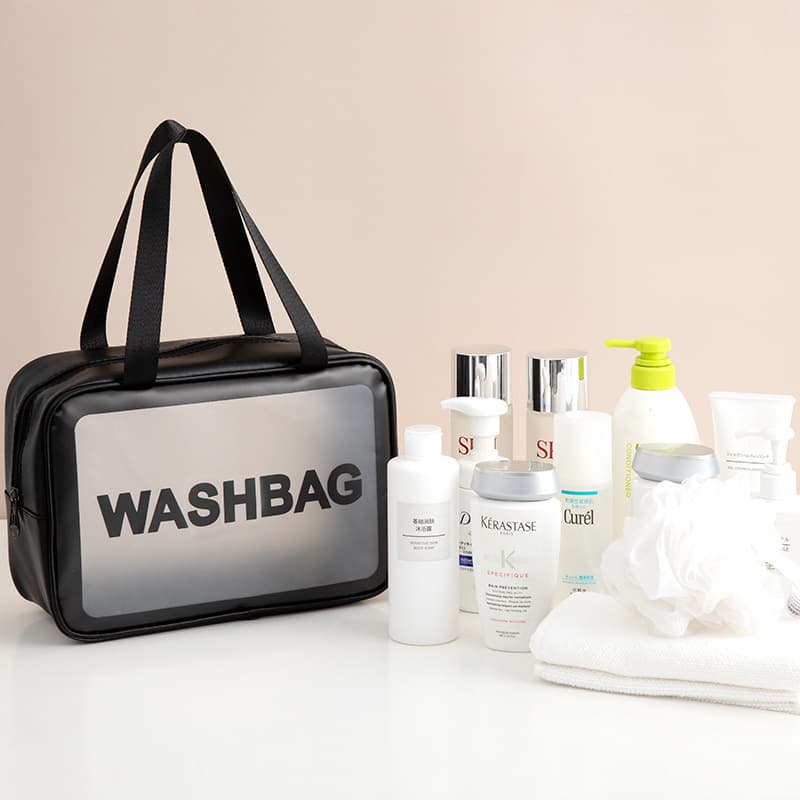 Polyurethane waterproof handheld capacious cosmetic bag, matte travel bag, storage bag for swimming, increased thickness