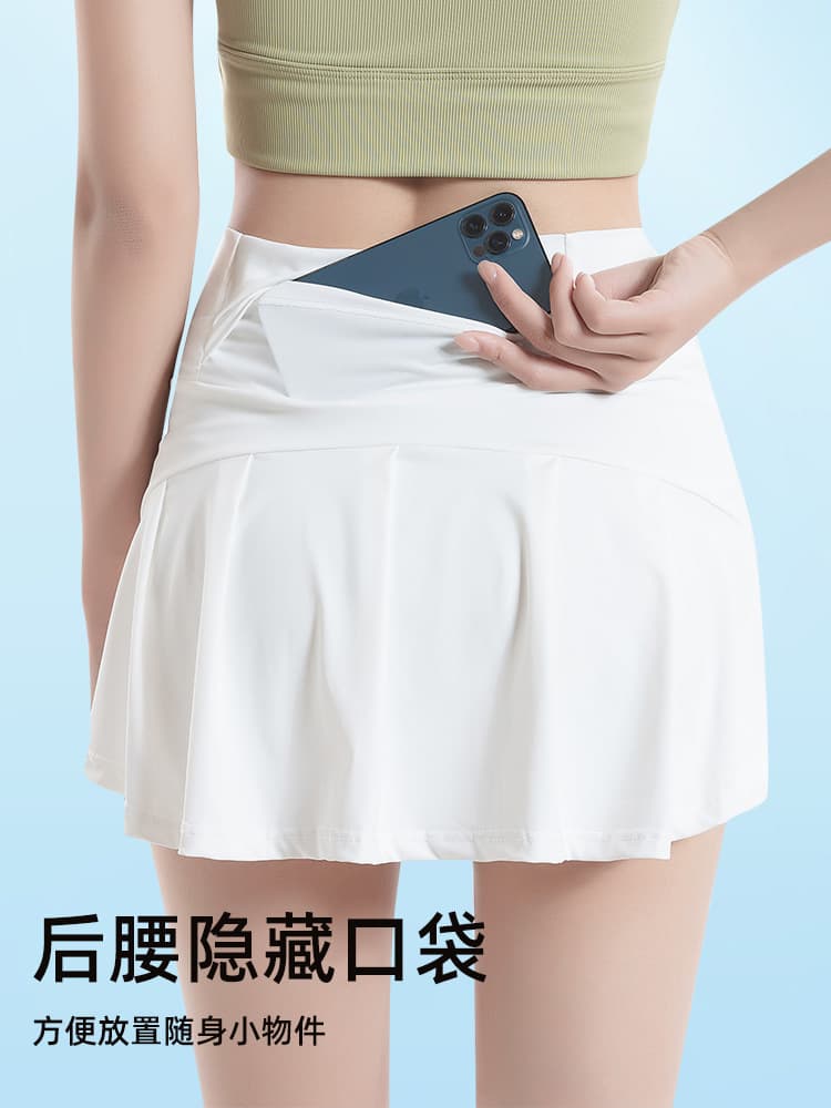 Summer silk sports quick dry tennis mini-skirt for yoga, sun protection, high waist, A-line 4