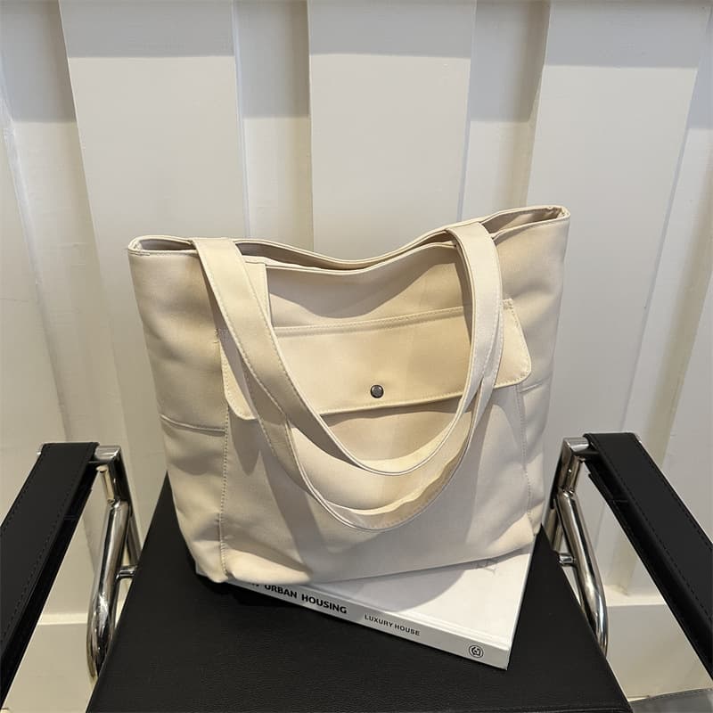 Elegant solid color demi-season shopping bag, Korean style 4