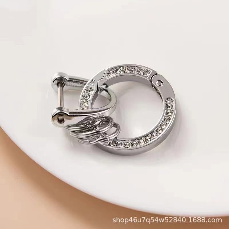 Diamond Spring Ring with Diamond Zinc Alloy Split Ring Metal Car Keychain DIY Parts Accessories Gift Wholesale 2