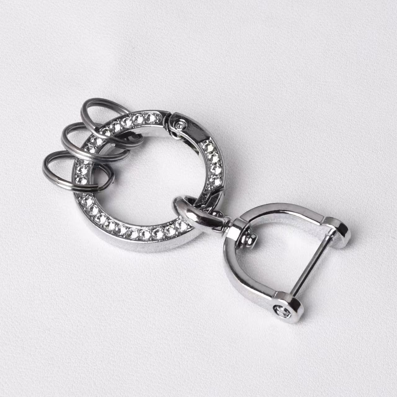 Diamond Spring Ring with Diamond Zinc Alloy Split Ring Metal Car Keychain DIY Parts Accessories Gift Wholesale 3