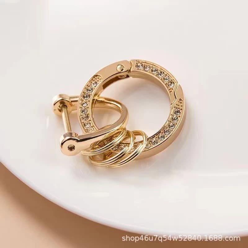 Diamond Spring Ring with Diamond Zinc Alloy Split Ring Metal Car Keychain DIY Parts Accessories Gift Wholesale 1