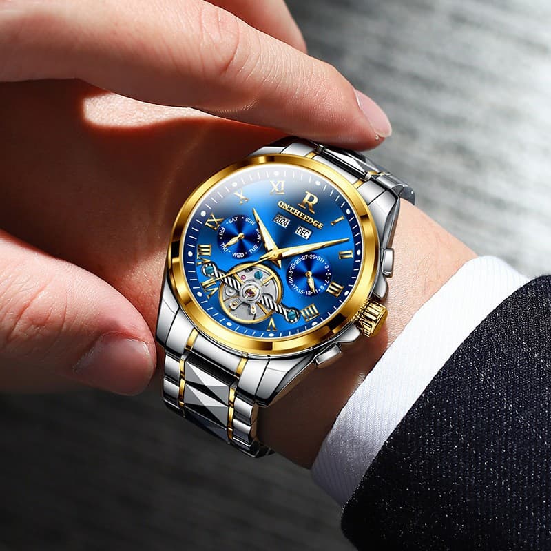 Waterproof swiss watch, mechanical mechanical watch, steel belt, bike cassette, men's watch, high-quality style, fully automatic 2